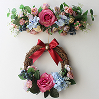 Artificial Silk Simulation Wreath Ornaments with Rattan & Satin Ribbon & Plastic Pearl wedding gift Sold By PC