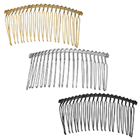 Dekoratív Hair Combs, Vas, Kerek, galvanizált, több színt a választás, 75x36x4mm, 5PC-k/Lot, Által értékesített Lot