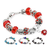 Pulseira de European, liga de zinco, with corrente de latão & cristal, palavra ser minha namorada, banhado, pulseira da sorte & comprimento diferente para a escolha & Cadeia de cobra & para mulher & facetada & com strass, Mais cores pare escolha, níquel, chumbo e cádmio livre, vendido por Strand