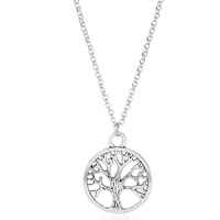 Zinc Alloy Halskæde, Tree of Life, platin farve forgyldt, oval kæde & for kvinde, bly & cadmium fri, 35x30mm, Solgt Per Ca. 21.5 inch Strand