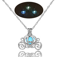 Luminated collana, lega in zinco, with catena di ferro, zucca Car, placcato color platino, per la donna & luminoso, nessuno, assenza di piombo & cadmio, 23x25mm, Venduto per Appross. 17.5 pollice filo