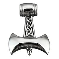 Edelstahl Schmuck Anhänger, Thors Hammer, Schwärzen, 35x47x14mm, Bohrung:ca. 8mm, verkauft von PC