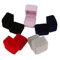 Velveteen Ring Box, Square, flere farver til valg, 51x56x51mm, Solgt af PC