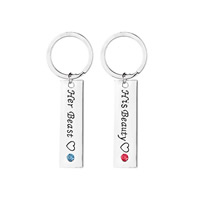 Key Chain, Zinc Alloy, Rektangel, platin farve forgyldt, Unisex & med bogstavet mønster & for par & emalje & med rhinestone, nikkel, bly & cadmium fri, 13x45mm, Solgt af par