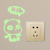 Light Switch Pegatinas, plástico PVC, Oso Panda, adhesivo & con el patrón de la letra & luminoso, 90x160mm, Vendido por UD