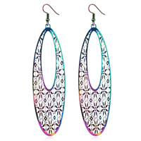 Boucle d'oreille goutte inox, acier inoxydable, fer boucle d'oreille crochet, avec peint & pour femme, plus de couleurs à choisir, 95x30mm, Vendu par paire