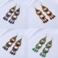 Fashion Fringe Earrings Zinc Alloy with Resin iron earring hook antique bronze color plated for woman & with rhinestone lead & cadmium free Sold By Pair