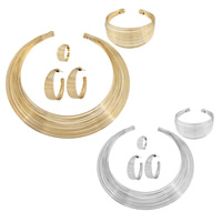 Zinklegering Sieraden Sets, kraag & armband & vinger ring & oorbel, Zinc Alloy, plated, voor vrouw, meer kleuren voor de keuze, lood en cadmium vrij, 120mm, 60mm, 40mm, 19mm, Binnendiameter:Ca 60mm, Lengte Ca 11 inch, Ca 6.5 inch, Verkocht door Stel