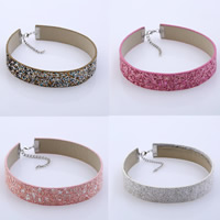 Fashion Choker halskæde, PU, med Plastic Sequin & Zinc Alloy, med 7cm extender kæde, for kvinde, flere farver til valg, 20mm, Solgt Per Ca. 11 inch Strand