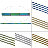 Nicht-magnetische Hämatit Perlen, Non- magnetische Hämatit, Rechteck, plattiert, keine, 2x8x2mm, Bohrung:ca. 1mm, ca. 50PCs/Strang, verkauft per ca. 15.5 ZollInch Strang