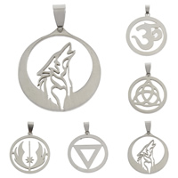 Bijoux pendentifs en acier inoxydable , normes différentes pour le choix, couleur originale, Trou:Environ 4x8mm, 10PC/sac, Vendu par sac