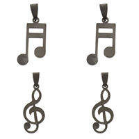 Nerezová ocel Šperky Přívěsky, Nerez, Music Note, různé velikosti pro výběr & černat, Původní barva, Otvor:Cca 4x8mm, 10PC/Bag, Prodáno By Bag