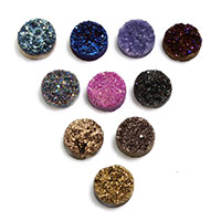 Ágata quartzo de gelo cabochão, Roda plana, natural & estilo druzy & tamanho diferente para a escolha & traseira plana, Mais cores pare escolha, 10PCs/Lot, vendido por Lot