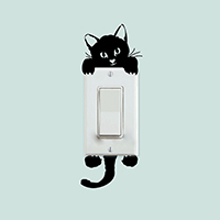 Light Switch Pegatinas, plástico PVC, Gato, adhesivo & 3D & impermeable, Negro, 140x60mm, Vendido por Set