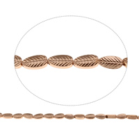 Granulos de hematita não-magnético, hematita não magnética, Folha, rosa real com banho de cor, 4x8x2.50mm, Buraco:Aprox 1mm, Aprox 48PCs/Strand, vendido para Aprox 15.5 inchaltura Strand