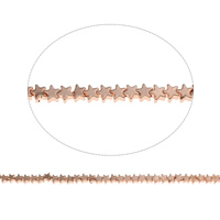 Granulos de hematita não-magnético, hematita não magnética, Estrela, rosa real com banho de cor, 4.5x2.5mm, Buraco:Aprox 1mm, Aprox 96PCs/Strand, vendido para Aprox 15.5 inchaltura Strand