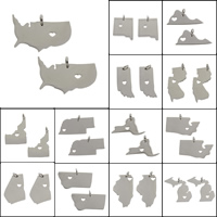 Wisiorki ze stali nierdzewnej, Stal nierdzewna, Mapa, różne style do wyboru, oryginalny kolor, 12x21x1mm-33x20x1mm, 10komputery/torba, sprzedane przez torba