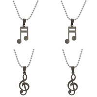 Nerez Svetry Náhrdelník, Music Note, unisex & různé velikosti pro výběr & řetízek & černat, Původní barva, Prodáno za Cca 23.5 inch Strand