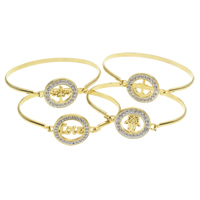 Roestvrij staal Bangle, gold plated, uniseks & verschillende stijlen voor de keuze & glazuur & met strass, 68x23x52mm, Binnendiameter:Ca 65x49mm, Lengte Ca 8 inch, Verkocht door PC