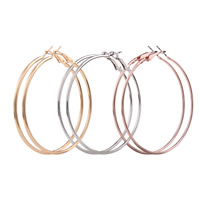 Zinc Alloy Hoop Earring, rustfrit stål ørering indlæg, forgyldt, for kvinde, flere farver til valg, bly & cadmium fri, 58mm, Solgt af par