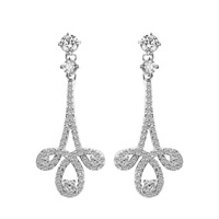 Zinc Alloy Drop Earring, met Cubic Zirconia, roestvrij staal oorbel bericht, platinum plated, voor vrouw, meer kleuren voor de keuze, lood en cadmium vrij, 45x20mm, Verkocht door pair