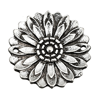 Conectores de Metal, Flor, chapado en color de plata antigua, 1/1 aro, 22x22x2.50mm, agujero:aproximado 0.8mm, 500PCs/Grupo, Vendido por Grupo