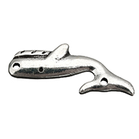 Mässing smycken Connector, Dolphin, antik silver pläterad, 1/1 slinga, 27.50x11x2mm, Hål:Ca 1.5mm, 1000PC/Lot, Säljs av Lot