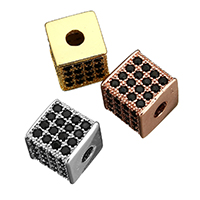 Abalorios de Micro Pavé de Zirconía Cúbica en Latón, metal, Cúbico, chapado, micro arcilla de zirconia cúbica, más colores para la opción, 8x8x8mm, agujero:aproximado 2.5mm, 20PCs/Grupo, Vendido por Grupo