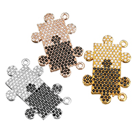 Cubic Zirconia Micro Pave Brass Connector plated micro pave cubic zirconia & 1/1 loop Approx 1.5mm Sold By Lot