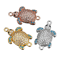 Zircon cubique Micro Pave laiton Connecteur, tortue, Placage, pavé de micro zircon & boucle de 1/1, plus de couleurs à choisir, 14x22x4mm, Trou:Environ 2mm, 20PC/lot, Vendu par lot