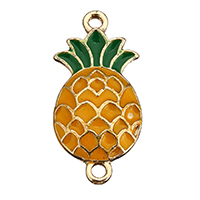 Mosaz Šperky Connector, Ananas, barva pozlacený, smalt, 12x26x3mm, Otvor:Cca 1.5mm, 300PC/Lot, Prodáno By Lot