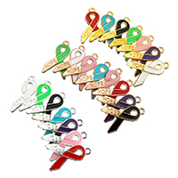 Consciência Pingente Ribbon, cobre, A fita da consciência, esperança de palavra, banhado, esmalte, Mais cores pare escolha, 15x24x3mm, Buraco:Aprox 1.5mm, 400PCs/Lot, vendido por Lot