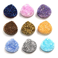 Ágata quartzo de gelo cabochão, Lágrima, estilo druzy & tamanho diferente para a escolha & traseira plana, Mais cores pare escolha, 10PCs/Lot, vendido por Lot