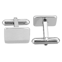 Boutons de manchette, acier inoxydable, rectangle, couleur originale, 15x11mm, 17.5x16, Vendu par paire