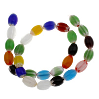 Handgemaakte Lampwork Beads, 10x14mm, Gat:Ca 1mm, Ca 26pC's/Strand, Per verkocht Ca 14.5 inch Strand