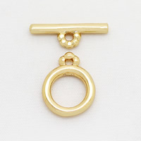 Brass Toggle καρφίτσα, Ορείχαλκος, 24K επίχρυσες, νικέλιο, μόλυβδο και κάδμιο ελεύθεροι, 14x2mm, 10x12mm, Τρύπα:Περίπου 1.3mm, 50Σετ/Παρτίδα, Sold Με Παρτίδα