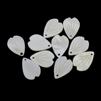 Cuentas de Concha de Labio Blanco, Concha de agua dulce, Hoja, 13x18x1.5mm, agujero:aproximado 0.8mm, 50PCs/Bolsa, Vendido por Bolsa