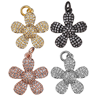 Cubic Zirconia Micro Pave Brass Pendant Flower plated micro pave cubic zirconia Approx 3mm Sold By Lot