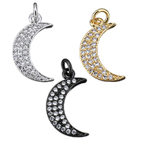 Cubic Zirconia Micro Pave Brass Pendant Moon plated micro pave cubic zirconia Approx 2.5mm Sold By Lot