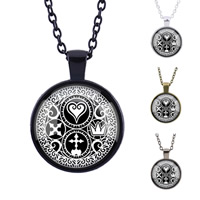 Zinc Alloy Trui Ketting, met ijzeren ketting & Glas, Rond plat, plated, tijd gem sieraden & uniseks & ovale keten & sticker, meer kleuren voor de keuze, lood en cadmium vrij, 25mm, Lengte Ca 27.5 inch, 3strengen/Bag, Verkocht door Bag