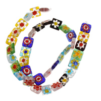 Abalorios de Cristal de Murano Millefiori, Vidrio Chevron, Cuadrado, hecho a mano, diverso tamaño para la opción, agujero:aproximado 1mm, aproximado 38PCs/Sarta, Vendido para aproximado 14.5 Inch Sarta