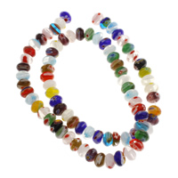 Millefiori Lampwork Bead, håndlavet, 8x4.5mm, Hole:Ca. 1mm, Ca. 78pc'er/Strand, Solgt Per Ca. 15 inch Strand