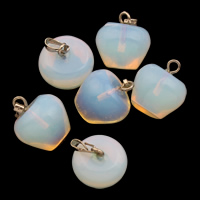 Pendants Farraige Opal, le since cóimhiotal bannaí, Apple, 13x15mm, Poll:Thart 2mm, Díolta De réir PC