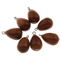 Pendants Goldstone, le since cóimhiotal bannaí, 12x20mm, Poll:Thart 2mm, Díolta De réir PC