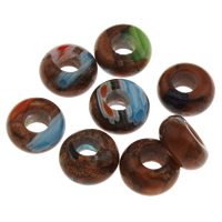 Handgemaakte Lampwork Beads, Drum, gemengde kleuren, 14x7mm, Gat:Ca 5.5mm, Verkocht door PC