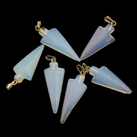 Sea Opal Hangers, met zinklegering borgtocht, 36x12.50x6.50mm, Gat:Ca 2mm, Verkocht door PC