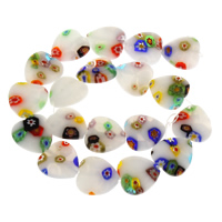 Millefiori Lampwork Perle, Herz, handgemacht, 17x17.50x3.50mm, Bohrung:ca. 1mm, ca. 18PCs/Strang, verkauft per ca. 12.5 ZollInch Strang