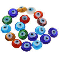 Evil Eye Χάντρες Lampwork, Γυάλινα, χειροποίητο, το κακό μάτι μοτίβο, 16x8mm, Τρύπα:Περίπου 1mm, Περίπου 18PCs/Strand, Sold Per Περίπου 11 inch Strand