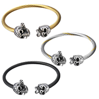 Rustfrit stål Bangle, Stainless Steel, Skull, forgyldt, forskellige stilarter for valg & for mennesket & sværte, 4mm, Indvendig diameter:Ca. 58x54mm, Solgt af PC