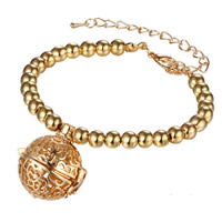 Bracciale locket a sfera incinta & braccialetto, ottone, with 5cm extender chain, Cerchio, placcato, per la donna & cavo, nessuno, assenza di piombo & cadmio, 65mm, Venduto per Appross. 7 pollice filo